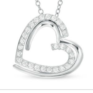 Cubic zirconia double heart necklace without chain